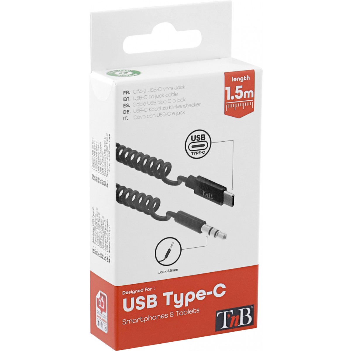 TNB USB-C/3.5mm Klinken Spiralkabel 